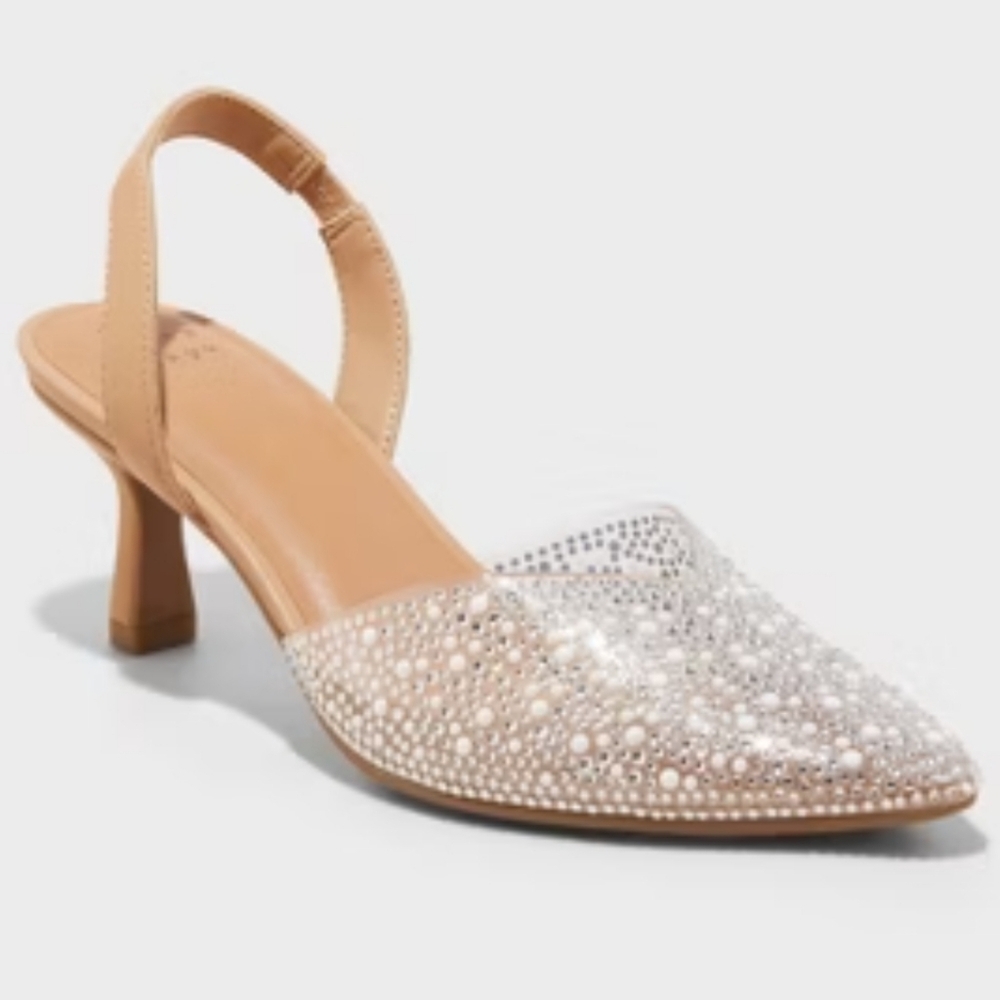 A New Day Embellished Slingback Kitten Heels